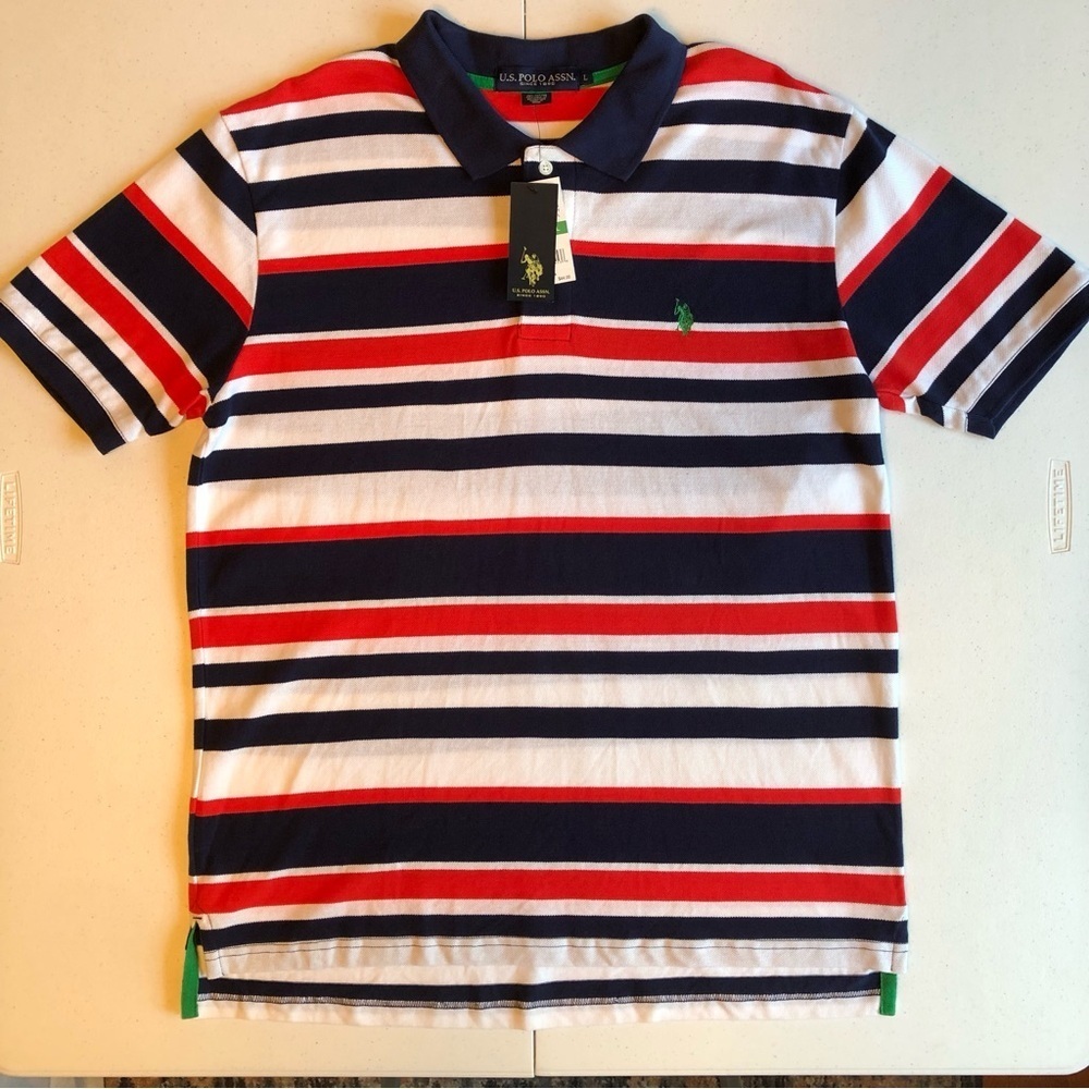 NWT Polo by Ralph Lauren Men’s Striped Shirt - Red, White & Blue Size L
